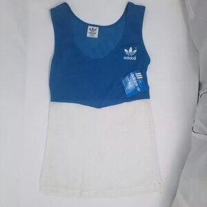Vintage Adidas Mesh Running Tank Top Mens Sz S Blue Three Red Stripes Comforlon